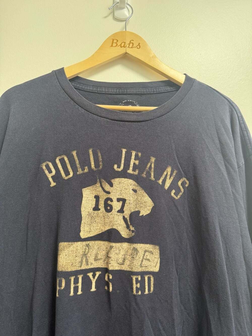 Polo Jeans Co. Long Sleeve T-Shirt Size XL Navy Blue Phys Ed 167